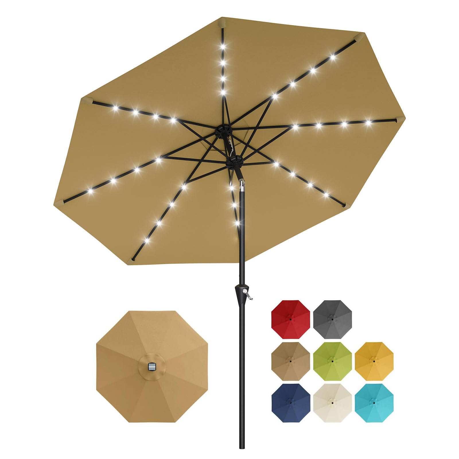 Smart Garden Umbrella - 10FT Solar Powered Patio Umbrella With
