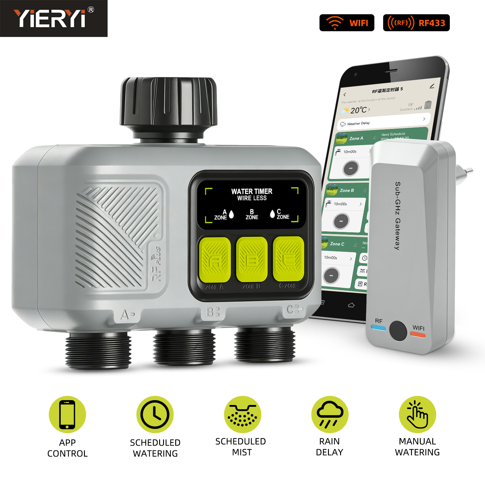 Yieryi 3-Zone Smart Water Time - App Smart Garden recension och pris