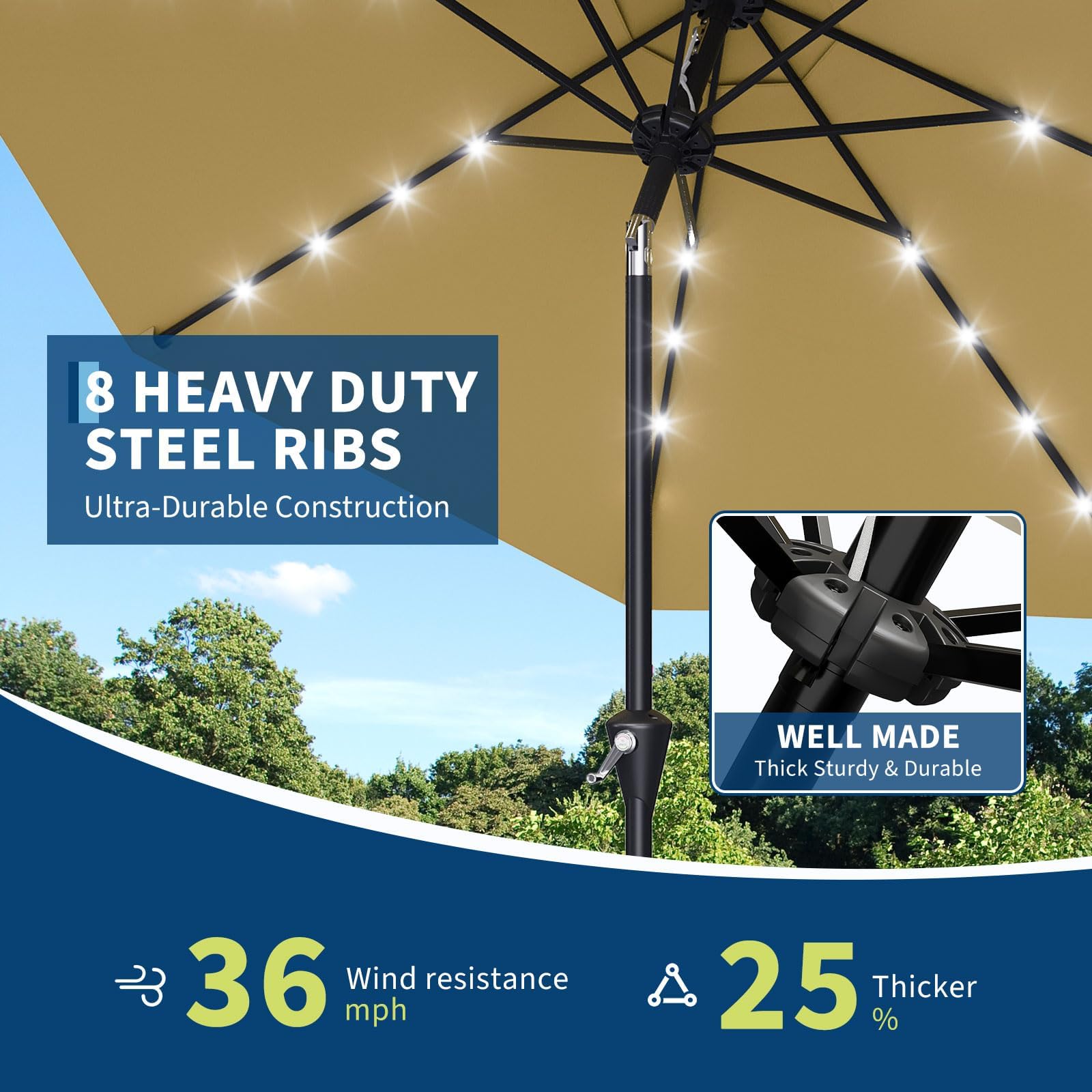 10FT Solar Powered Patio Umbre - Smart Garden Umbrella recension och pris
