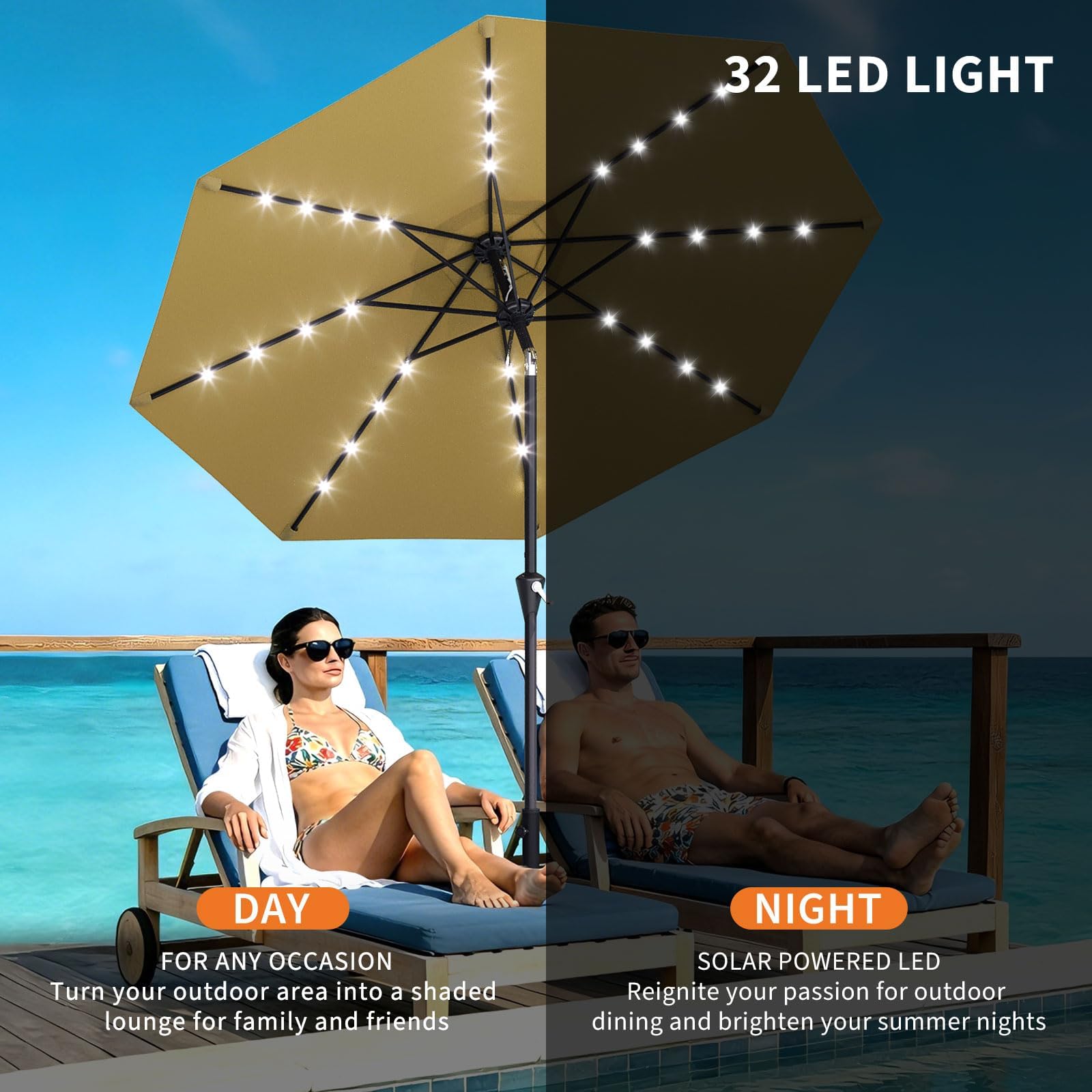 10FT Solar Powered Patio Umbre - Smart Garden Umbrella recension och pris