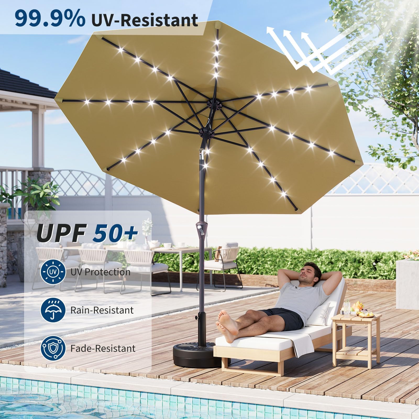 10FT Solar Powered Patio Umbre - Smart Garden Umbrella recension och pris